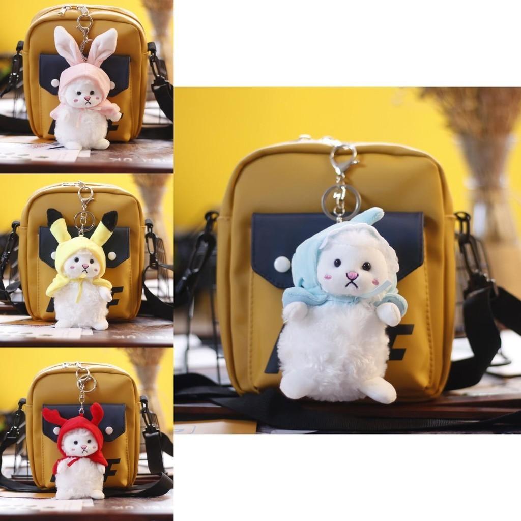 Cute Trendy Little Lamb Plush Toy Soft White Sheep Bag Charm Keychain Kids Doll