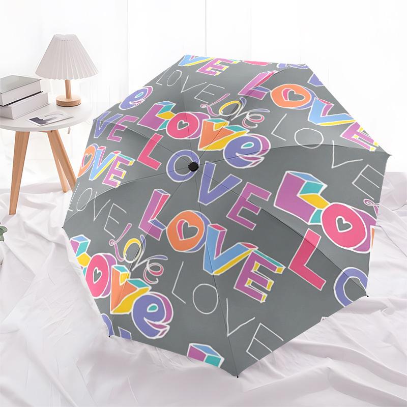 1pc Love Print Automatic Open/Close Umbrella with Windproof, 8-Rib Sturdy Canopy, , Outdoor Accessory, Ideal for Gifts yy251117087