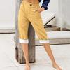 Fashion Pants For Women Solid Color Cotton Linen Fashion Loose High Waist Casual Cropped Pants