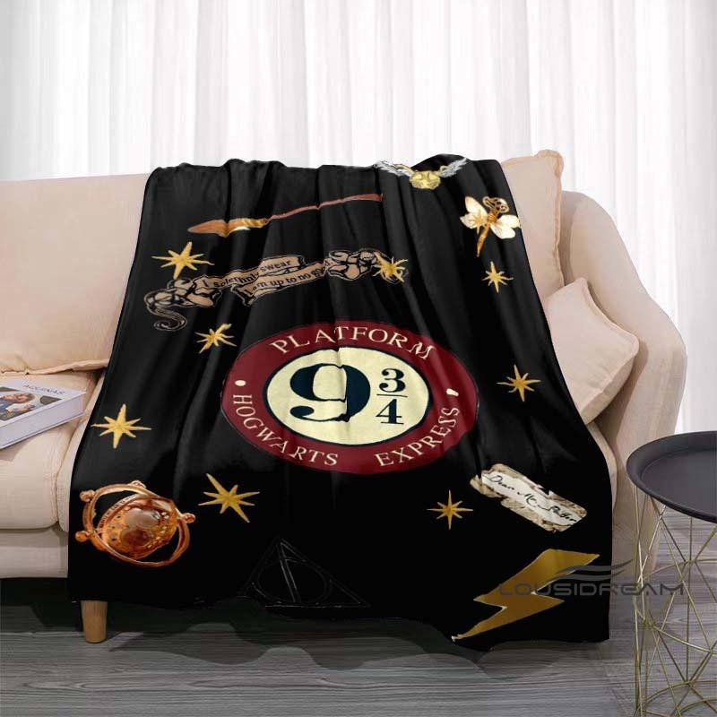 Fantasy Adventure MovieThemed 3D Printed Blanket Harry Potter Warm Cozy Flannel Throw Suitable for Bedrooms Sofas Beds