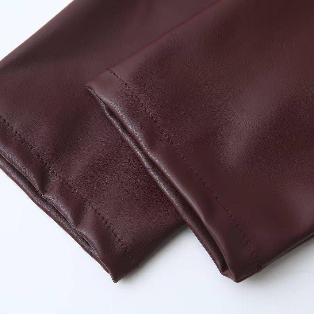 2024 Осень Женская Универсальная Короткая Кожаная Куртка в Европейском и Американском Стиле