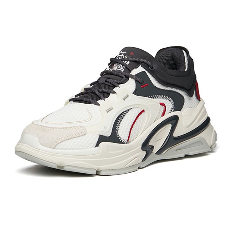 Anta Lifestyle Series Shock Absorbing Wear Resistant Low Top Casual Shoes Men Casual Shoes White Red Black 112148890-8