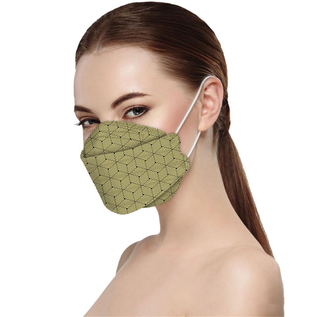 Трехмерная маска для взрослых KF-94, четырехслойная защитная маска с геометрическим принтом, изготовленная методом расплавления, 4D-маска с антипригарным покрытием для губ