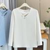 Plus Size Women's Fashion V-neck Shoulder Long-sleeved T-shirt with Bottoming Shirt In Autumn