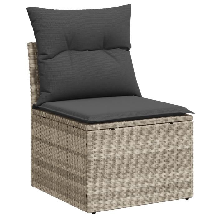 VidaXL Ensemble de canapé de jardin 7 pièces avec coussins gris clair en poly rotin 3346132