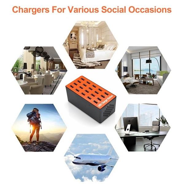 50 Вт / 90 Вт / 100 Вт 10/20 портов USB-зарядная станция, многопортовый USB-адаптер для настенного зарядного устройства Быстрое зарядное устройство для домашнего офиса, гостиницы, школы