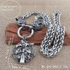 Nordic Viking Thor Hammer Pendant Wolf Head Necklace Domineering Necklace Men's Norwegian Jewelry