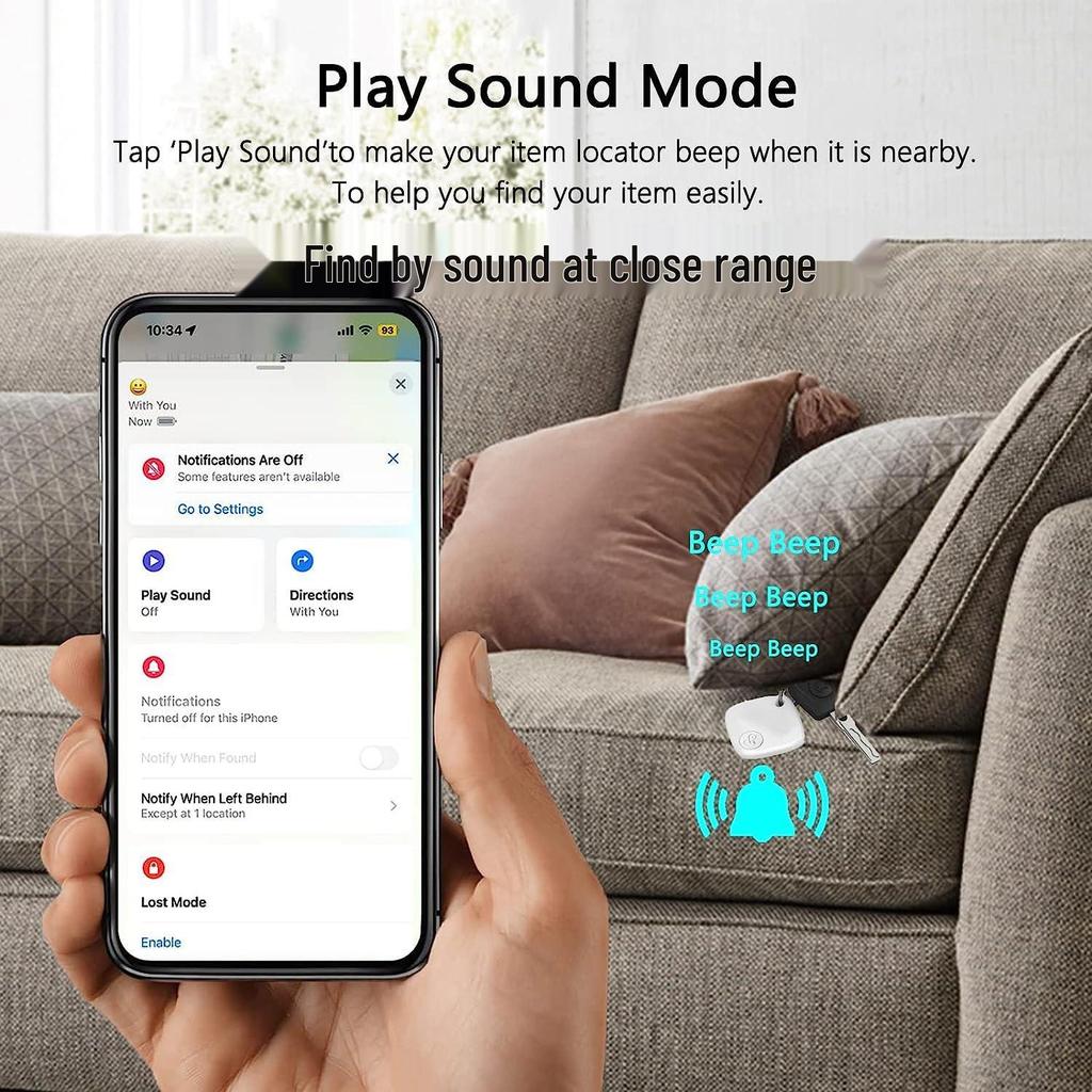 Квадратный пульт-трекер: Совместим с Apple Find My, Bluetooth-трекером для ключей и кошелька.