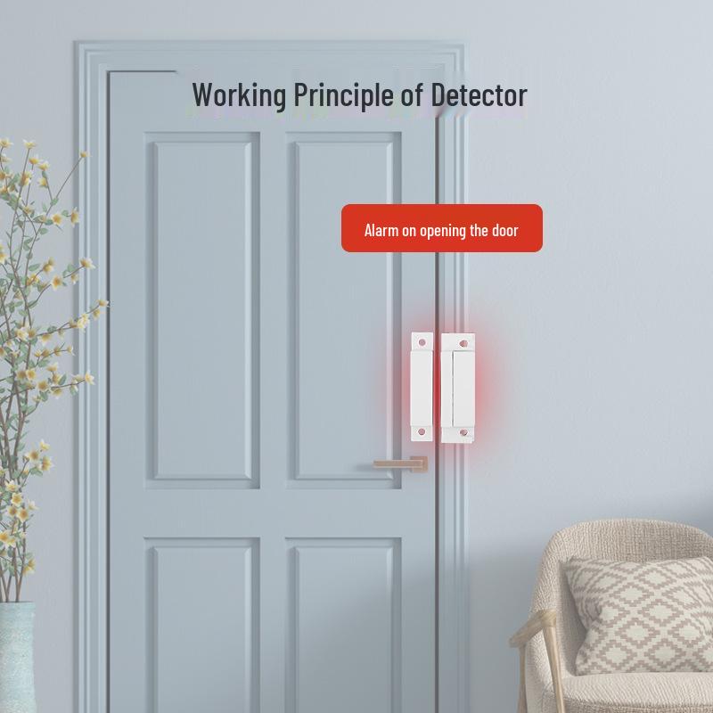 Magnetic Wired Door & Window Alarm with Adhesive, Selectable Normally Open/Closed, Anti-theft Wood Detector.