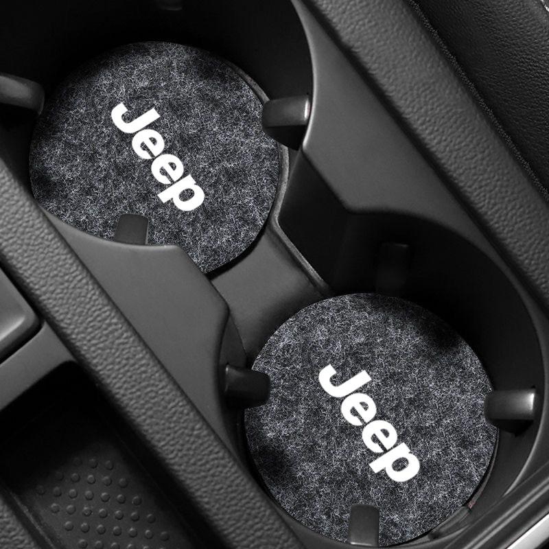DCPECK1 Car Felt Coaster Thermal Insulation Pad Water Cup Pad For Jeep Grand Cherokee Wrangler JK Gladiator Compass Renegade Patriot