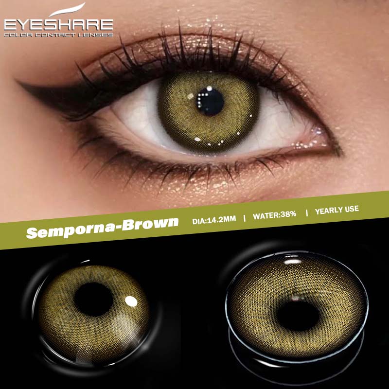 Eyeshare Colored Contact Lenses Imperial Green Fashion Lenses Coffee Colored Lenses Dark Brown Natural Lenses Ocean Blue Colored Lenses 1 Pair