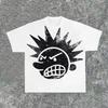 Уличная одежда Y2K Одежда Футболка Мужская с принтом Хип-хоп мультяшный принт Футболка Готическая 100% хлопок дышащая с коротким рукавом