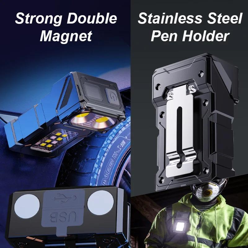 2025 New LED Flashlight Strong Light Side Light COB Long-lasting Ultra Bright Portable Warning Light Outdoor Lighting Work Light