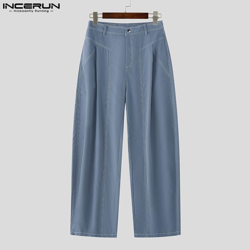INCERUN Two Pieces Men Lapel Neck Short Sleeve Shirt Long Straight Pants Sets Outfits