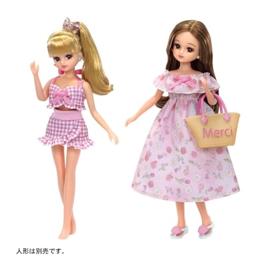 Takara Tomy Licca-chan Dress LW-16 Swimsuit & Resort Dress Set, Dress-up Play, Pretend Play Toy, Age