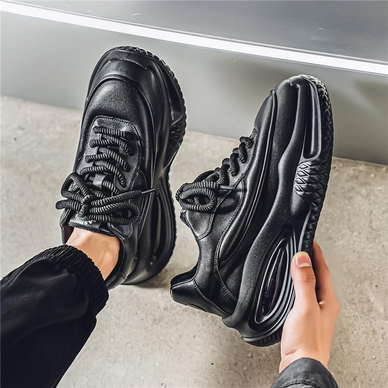 Мужская обувь весна новая удобная кожаная спортивная повседневная обувь красная универсальная трендовая толстая подошва увеличивающая рост папы модная обувь