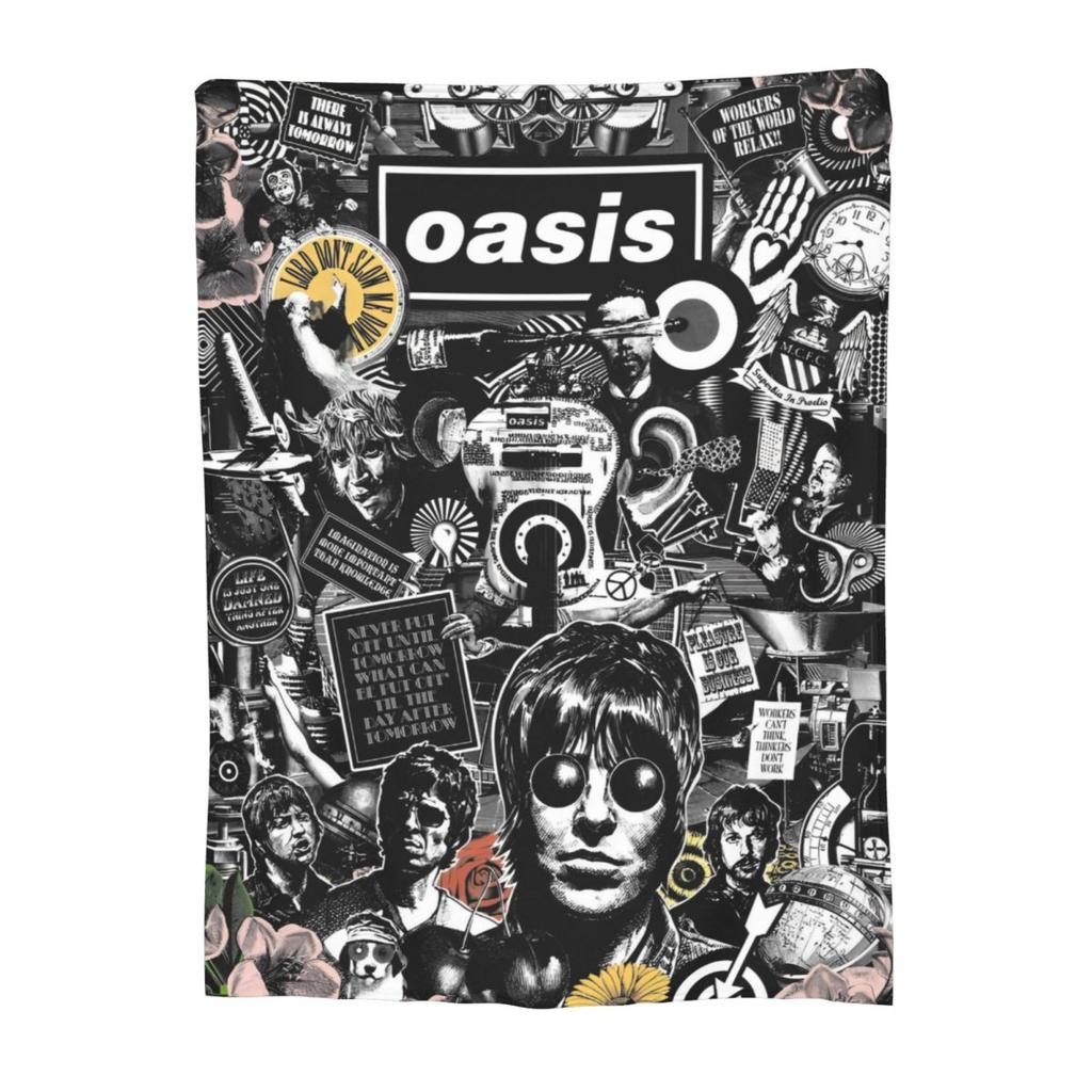 O-Oasis Rock Band Blankets Fleece Textile Decor Breathable Lightweight Thin Throw Blanket for Bedding Car Bedspread