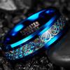 Fashion Men Gold Color Titanium Steel Celtic Dragon Rings Inlay Blue Carbon Fiber Rings For Men Wedding Jewelry Drop Shipping