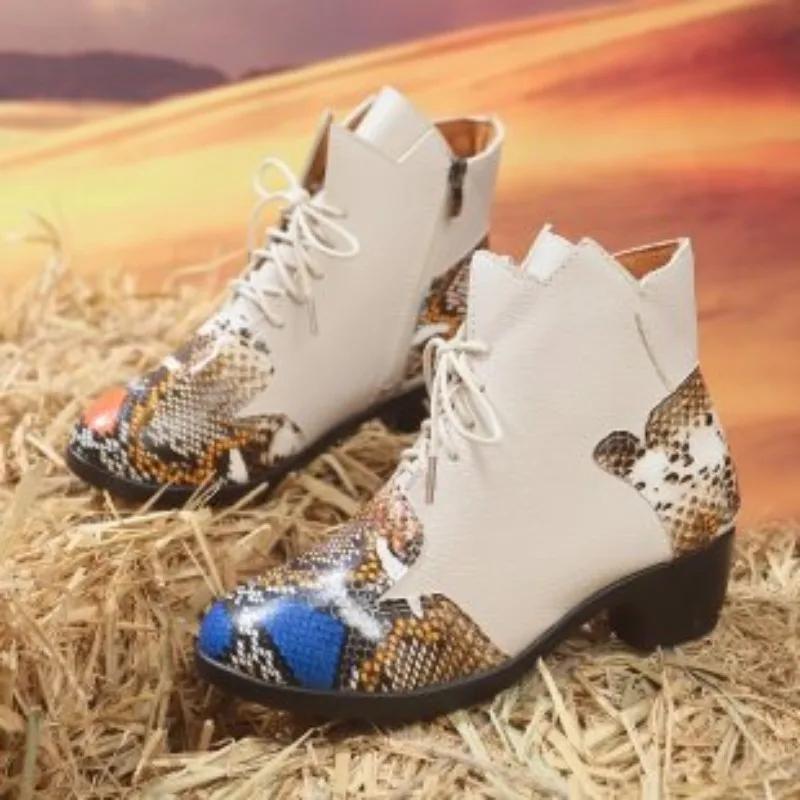 Женская обувь 2024 года, высококачественные женские ботинки с боковой молнией, модные современные ботинки в тон, женские новые ботинки с перекрестной шнуровкой