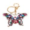 Butterfly Keychain Crystal Rhinestones Zinc Alloy Chain Sparkling Butterfly Keyring for Key Car Purse Handbag Colorful