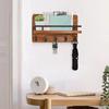 Держатель для почты и ключей на стену, декоративная деревянная настенная полка с 5 крючками, настенная стойка с полкой, органайзер для ключей, крючки для входа