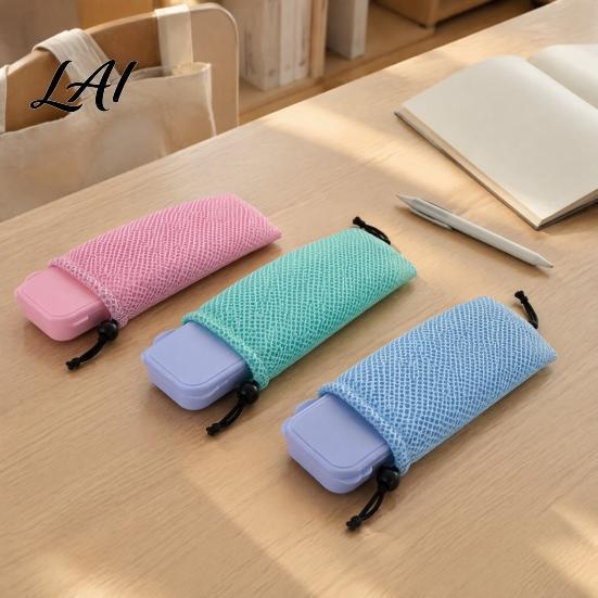 Reusable Straw Carrying Case Mesh Cutlery Drawstring Bag for Straws And Chopsticks Portable Breathable Polyester Lightweight Sleeve Camping