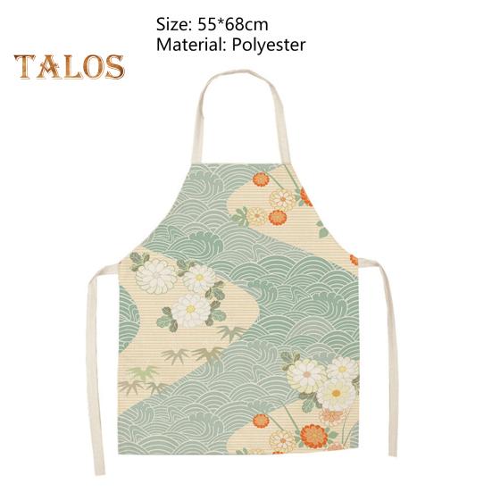 Нагрудник для приготовления пищи, дышащий пятновыводитель, лен, нежный декоративный длинный нагрудник с рисунком кошек из мультфильма, длинный нагрудник для приготовления пищи для барбекю