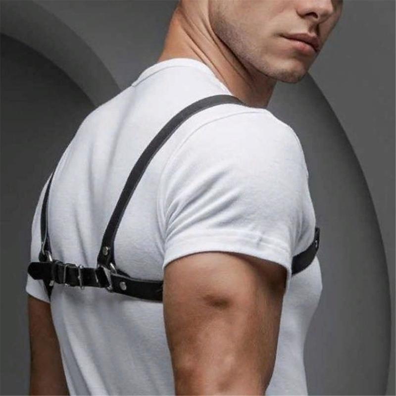 Sexy Punk Chest Harness Belt, Sex Restrain Chest Bandage Adjustable Chest Belt with Buckle Rings for Nightclub Cosplay