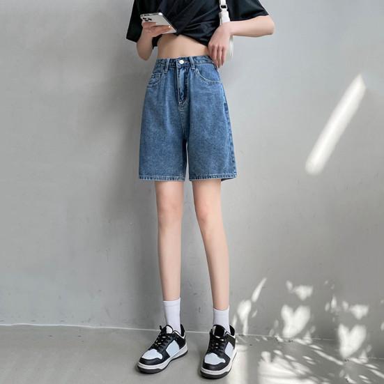 Джинсы длиной прямой, с высокой талией, застежкой-молнией и пуговицами, карманы в стиле ретро, ​​сплошной цвет, свободные женские туфли