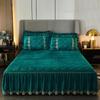 Luxury Solid Color Crystal Velvet Quilted Bedspread King Queen Size Lace Soft Coral Fleece Bed Skirt Not Including Pillowcase