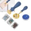 6 Pcs Wax Stamp Kit Dark Blue Retro DIY Stamp Hand Account Envelopes Fire Paint Sealing Wax Kit Gift Box Decor