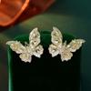 New Earrings Heavy Industry Advanced Color Zircon Earrings Women's Atmosphere S925 Silver Needle Stereoscopic Butterfly Earrings