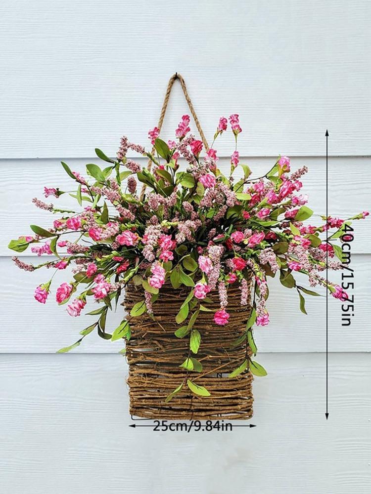 1 шт. искусственная цветочная корзина подвесная корзина весна лето розовые полевые цветы для декора входной двери фермерский дом коттедж гирлянды