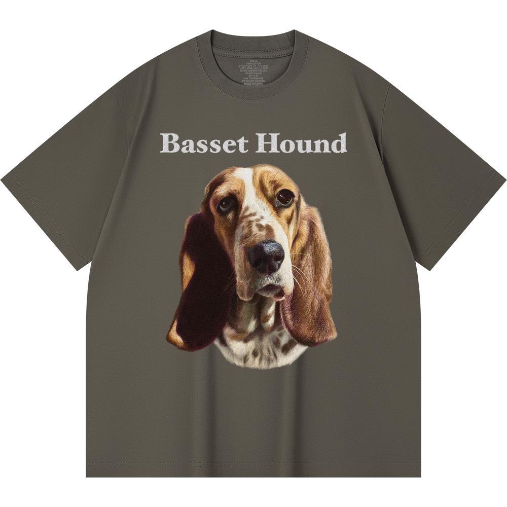 Футболка из 100% хлопка плотностью 230 г/м2 с принтом бассет-хаунда, забавная футболка из чесаного хлопка в стиле Харадзюку