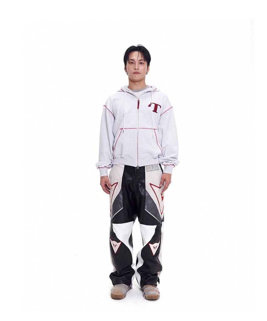 T.B.O.S Cut-Off Zip-Up Hoodie Light Grey