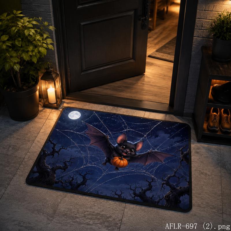 Halloween Entryway Mat, Soft Non-Slip Rug, Spooky Indoor Outdoor Carpet, Festive Floor Decor, Scary Door Mat, Home Decor