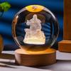 Светящийся 3D-гравированный хрустальный шар на подставке из массива дерева для домашнего декора