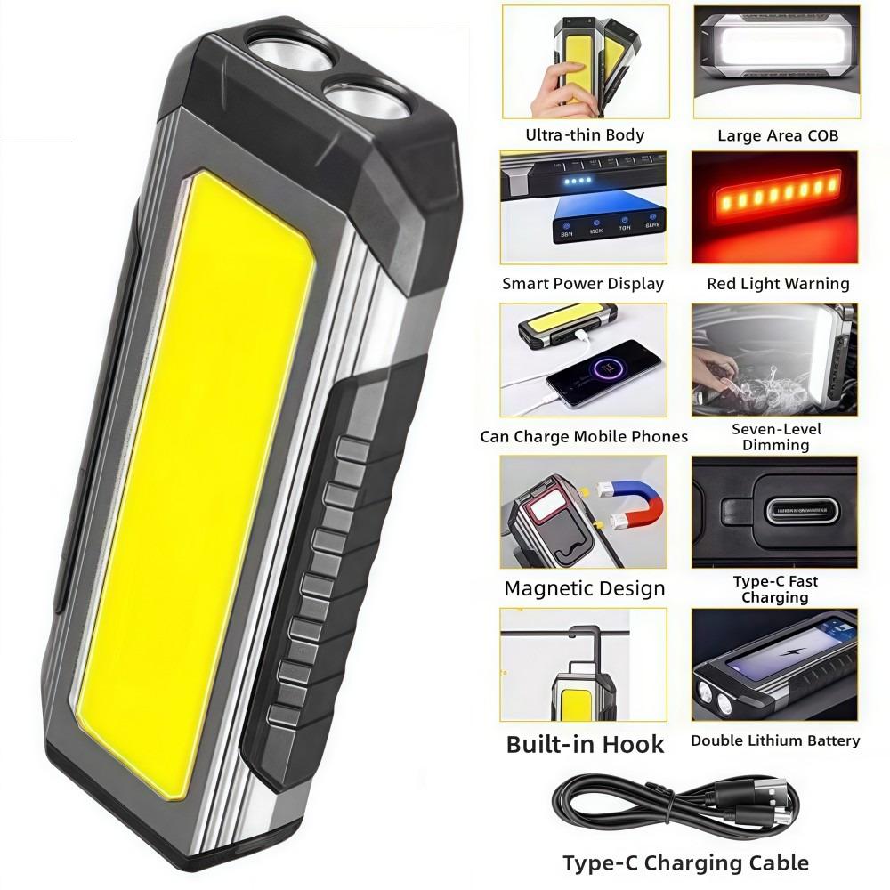 LED COB Work Light 2×18650 Camping Torch Light Magnetic Flashlight  Outdoor Night Lighting
