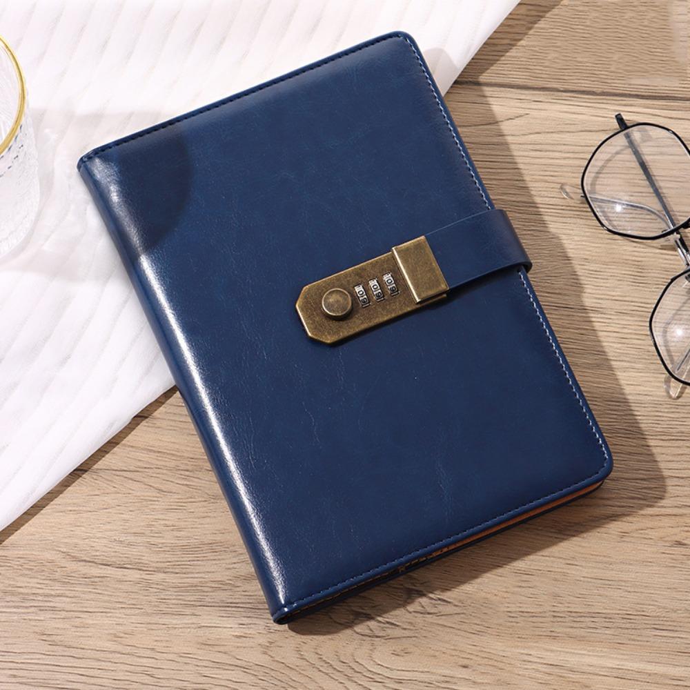 Creative 200 Pages A5 Notebook with Coded Lock Thickened Diary Book Waterproof PU Leather Cover Password Lock Notebook Student