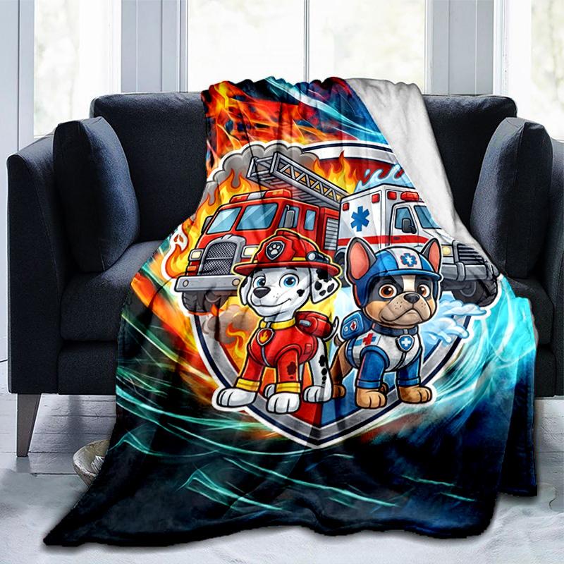 Firefighter Puppies Paw Saving The Day Blanket Suitable for Sofas, Beds, Offices, And Camping - Perfect Gift for Halloween Christmas