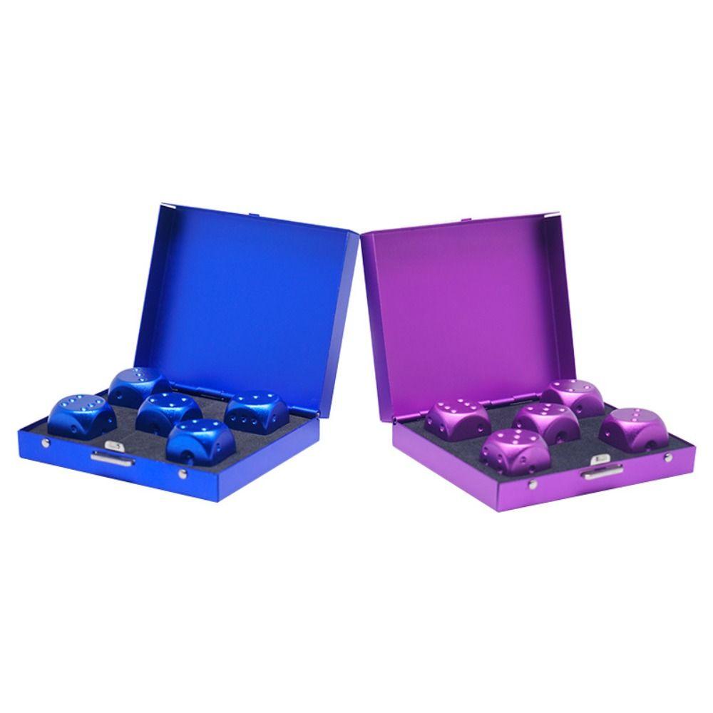 with Case 5 in1 Metal Dices Aluminum Zinc Zinc Alloy Rounded Corners Dice Set Metal Solid Dice Bar Supplies
