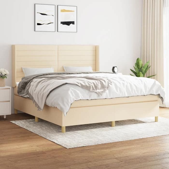Maison Exclusive - Sommier à lattes de lit avec matelas Crème 180x200 cm Tissu