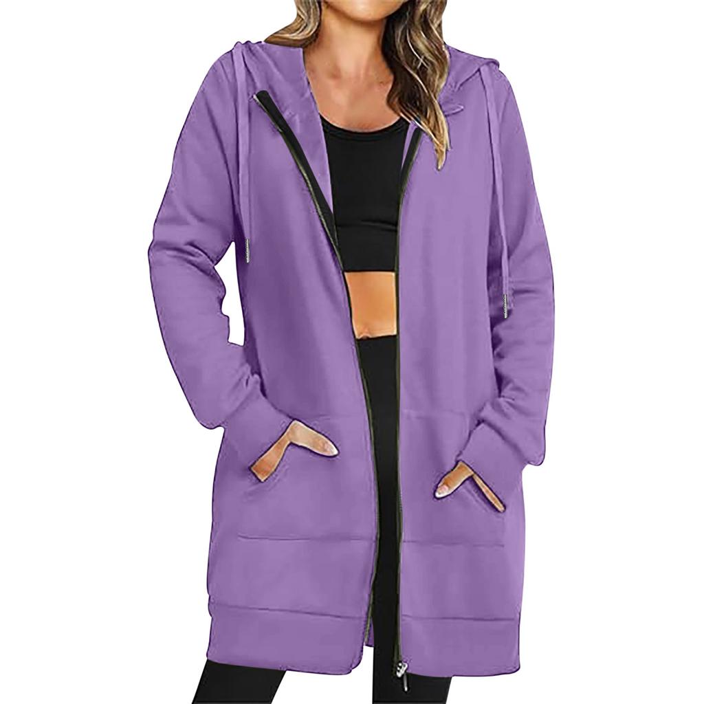 Women's Zip Up Hoodies Oversized Fleece Long Pullover Hooded Sweatshirts Casual Long Sleeve Fall Hoodie Jacket