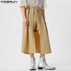 INCERUN Men Solid Color Zipper Up Belted Shorts Skirts Irregular Kilts