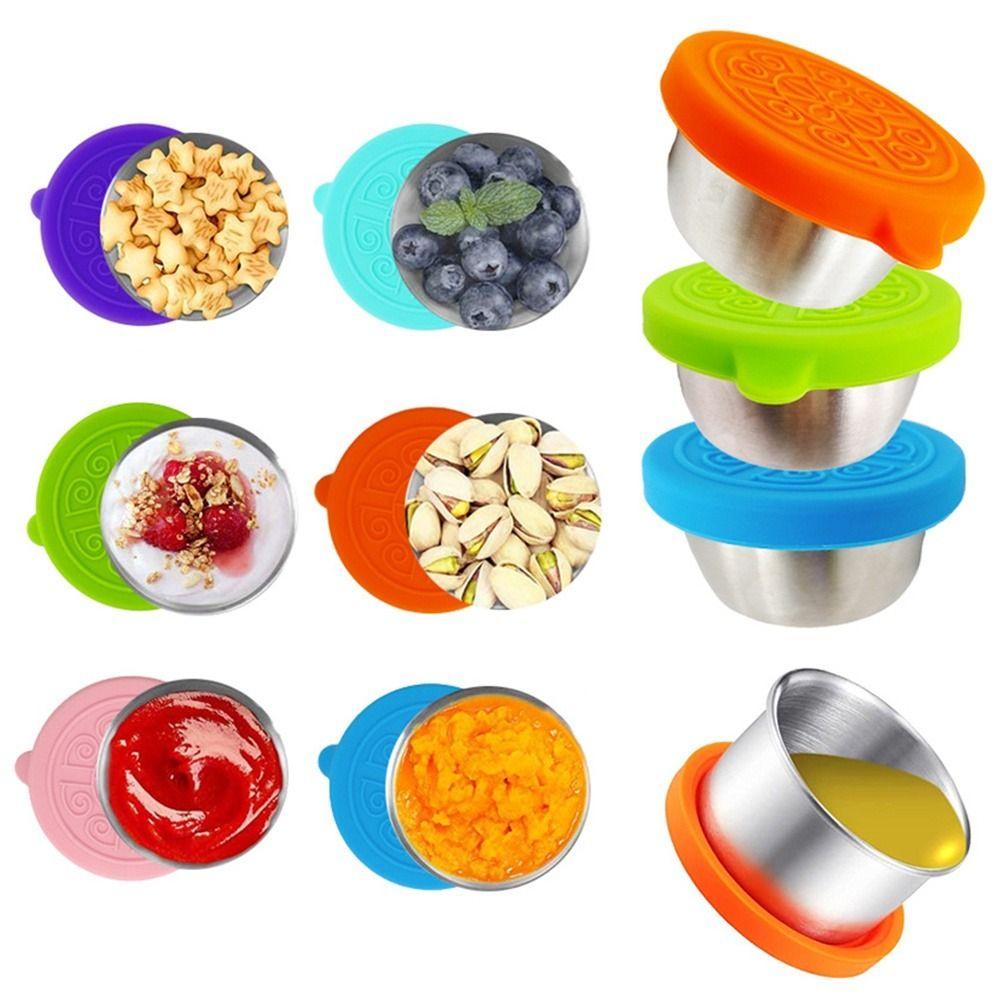 Контейнер для приправ, силиконовая крышка, соусница, нержавеющая сталь, мини-соусница с крышкой, чашка для макания