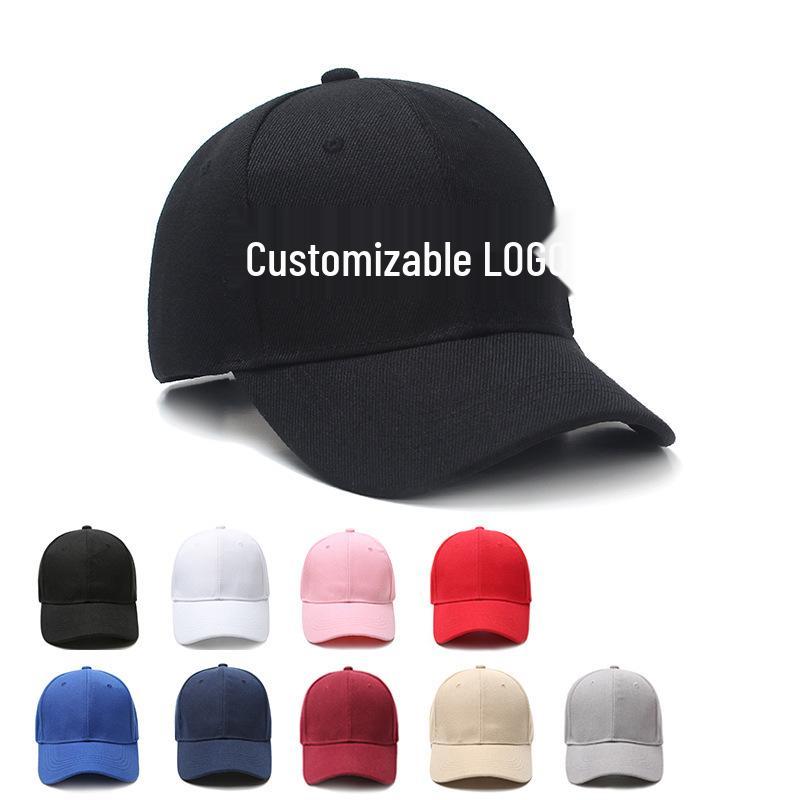 Унисекс Бейсболка однотонная с логотипом на заказ - Весенне-осенняя повседневная в корейском стиле для большой головы.