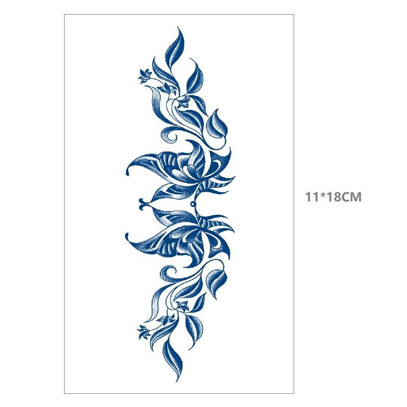 Herbal Juice Waterproof Butterfly Thorn Plain Flower Chest Semi Permanent Gradual Change Water Transfer Tattoo Sticker