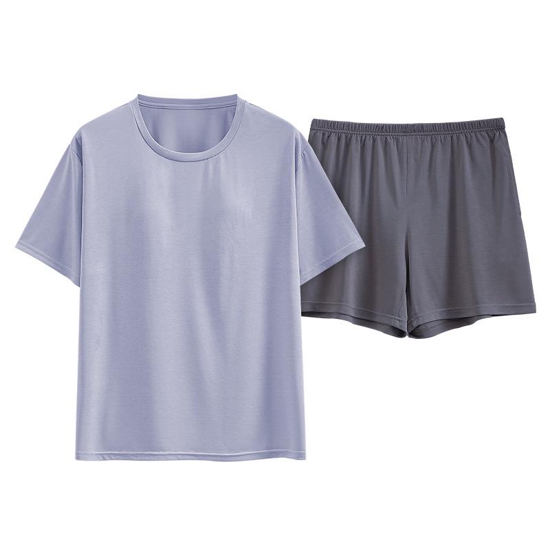 Женская летняя пижама 2023 года с короткими рукавами и нагрудными подушечками — легкий хлопковый комплект домашней одежды с антивыпуклыми точками для комфортного сна.