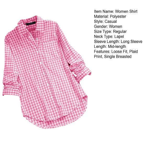 Женская рубашка с лацканами и длинными рукавами, рубашка средней длины с карманом, однобортная рубашка свободного покроя, уличная одежда