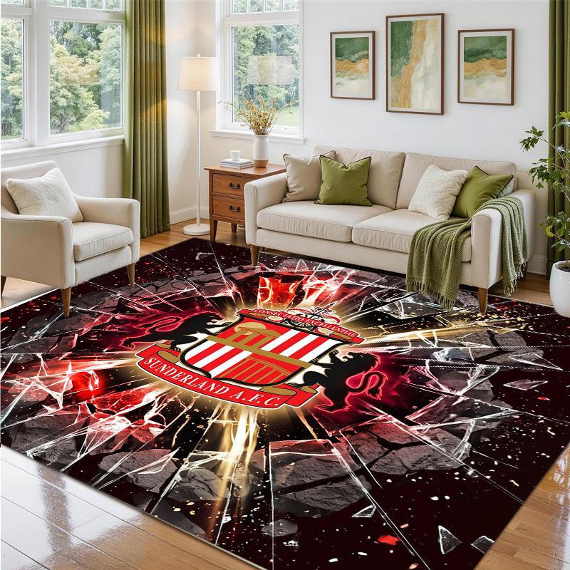 Sunderland Football Design Crystal Velvet Rug Soft Decorative Mat for Bedroom Entrance